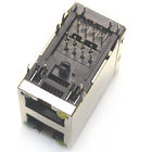 2 ports rj 45 8p8c ethernet connector modular jack connector right angel through hole with shielded with led