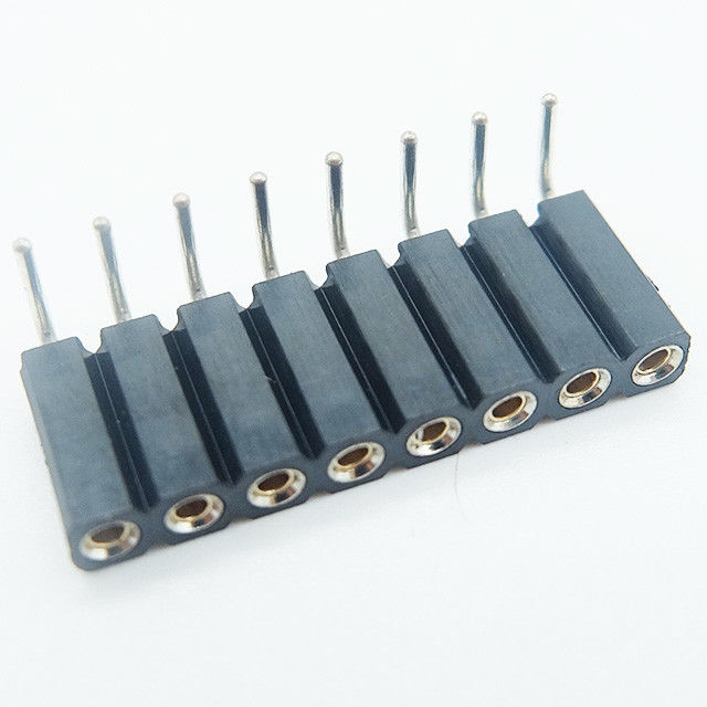 8p 2.54mm board to board connector single row machined female header h=7.0mm round pin right angel through hole for led