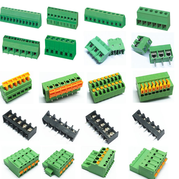 pcb spring screwless terminal blocks free hanging 2.54mm pitch right angel through hole type