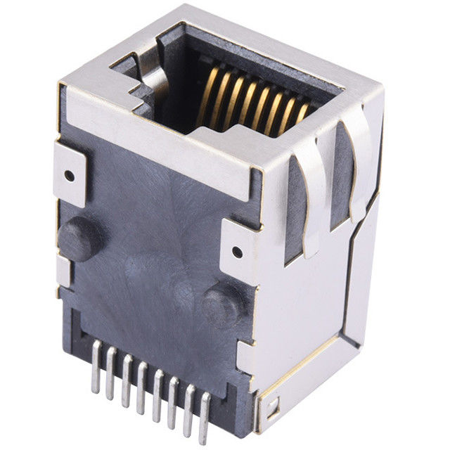 8P8C rj 45 ethernet connector jack modular down tab direction right angel surface mount with shielded emi finger