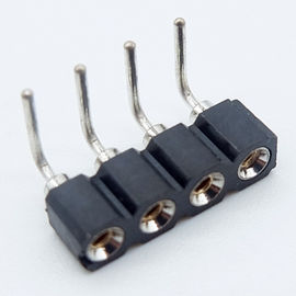 female header connector single row machined female header 2.54mm pitch h=3.0/7.0mm round pin right angel through hole