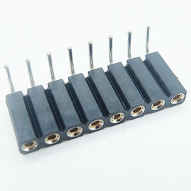 female header connector single row machined female header 2.54mm pitch h=3.0/7.0mm round pin right angel through hole