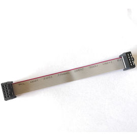 custom length 10pin 2.54mm IDC cable assembly with 1.27mm pitch 28 awg flat ribbon cable assemblies red mark cable