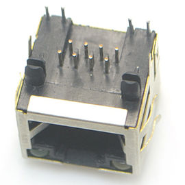 8P8C rj 45 ethernet connector jack modular up tab direction right angel through hole with shielded with led emi finger