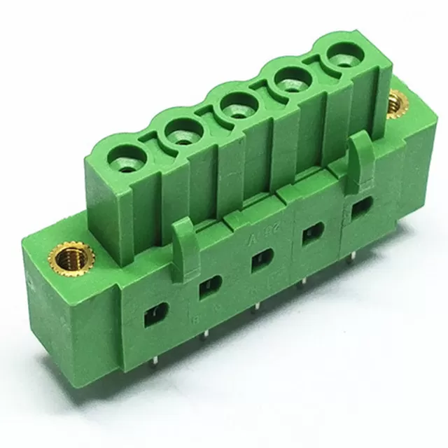2EDGBM pluggable terminal blocks female sockets 3.81mm pitch vertical through hole with mating flange screw