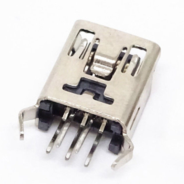 MINI USB B type receptacle 5 pin vertical through hole type