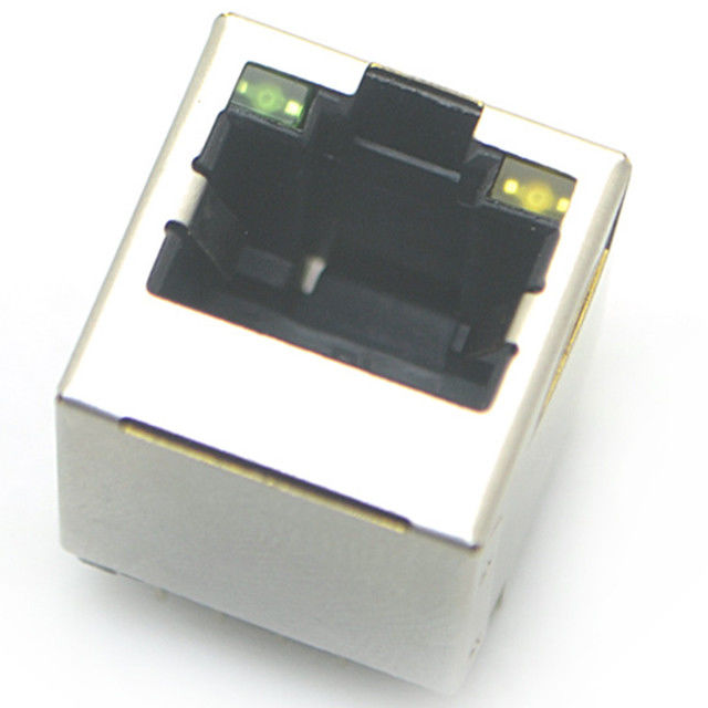 jack modular rj45 8p8c connector vertical through hole with shielded with led